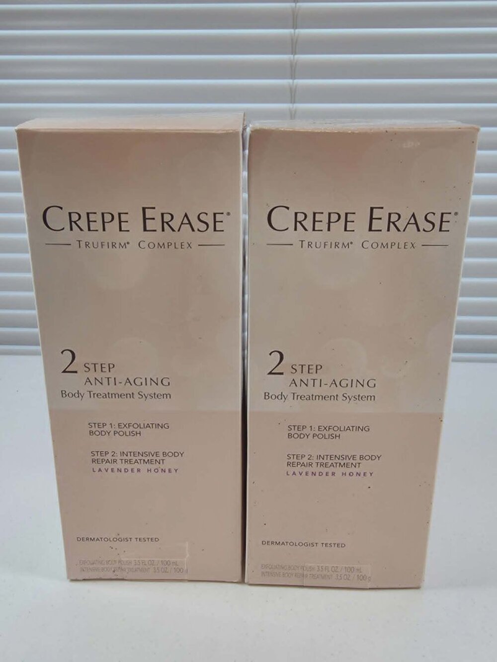 CREPE ERASE TRUFIRM COMPLEX 2 STEP ANTI AGING BODY TREATMENT 2 BOXES 3.5 OZ EACH